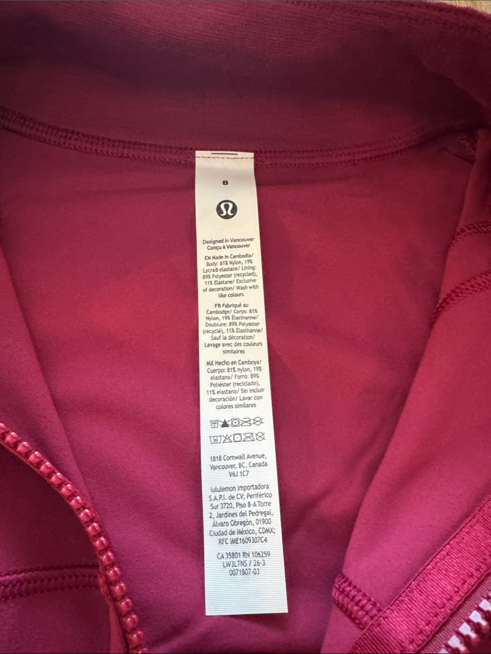 Lululemon Define Cropped Jacket Nulu Raspberry Rave Size 8 NWT - Picture 5 of 9